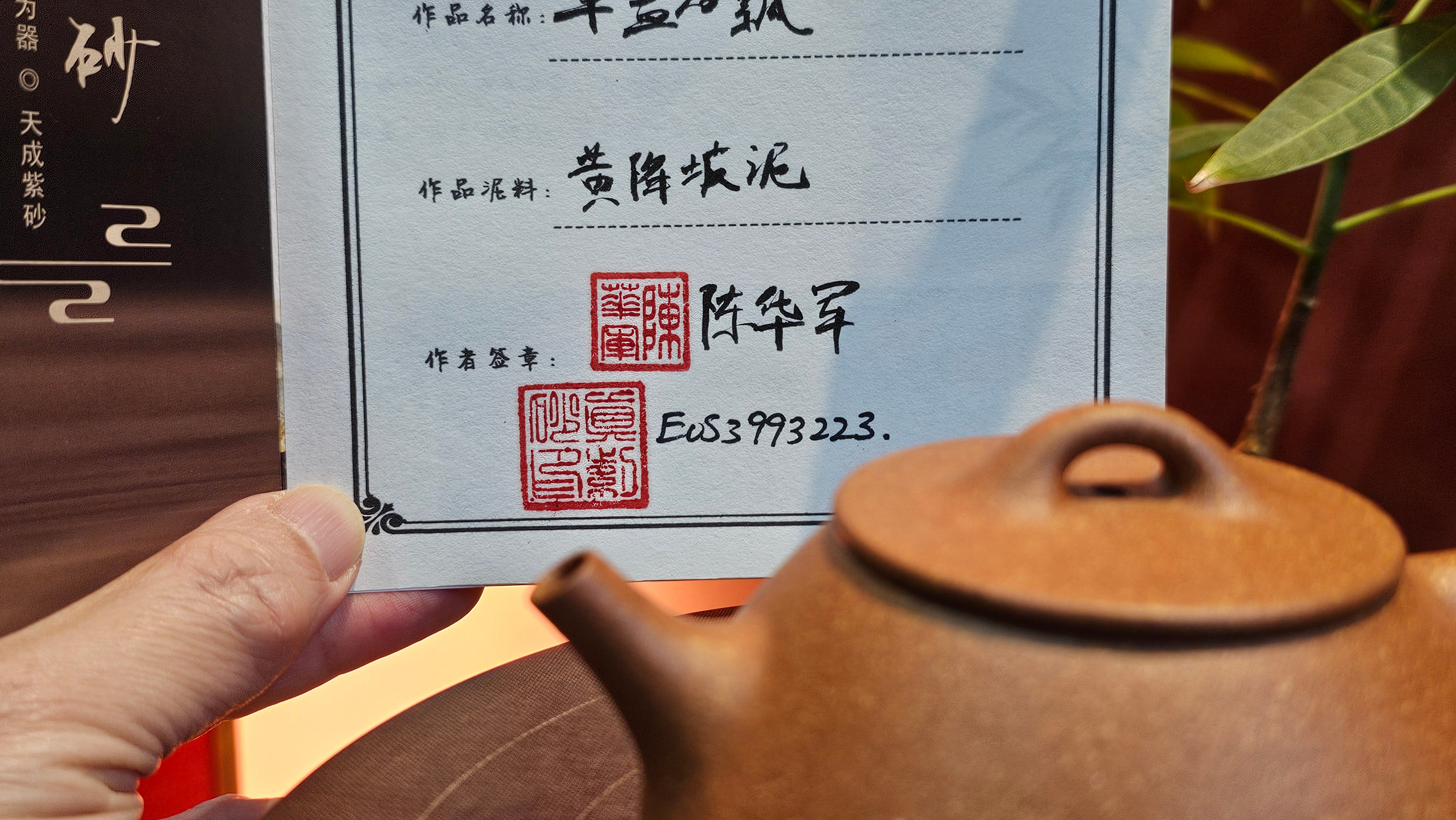 Shi Piao 石瓢 (Ping Gai Shi Piao 平盖石瓢), 159.5ml, Huang Jiang Po Ni 黄 降坡泥, by our Collaborative Craftsman Chen Hua Jun 陈华军。