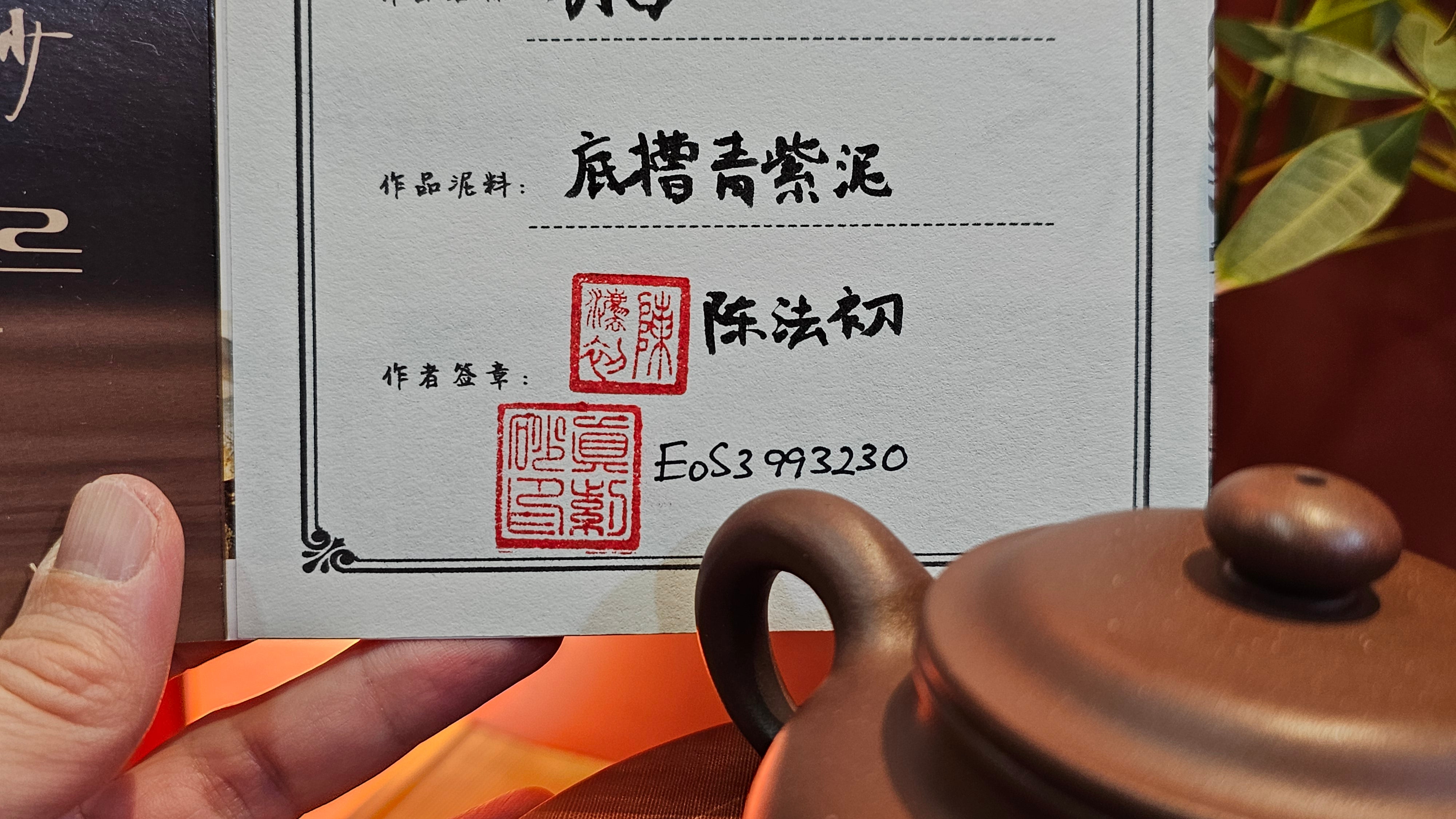 Fang Gu 仿古, 209.9ml, Di Cao Qing Zi Ni 底槽青紫泥, by our Collaborative Craftsman Chen Fa Chu 陈法初。