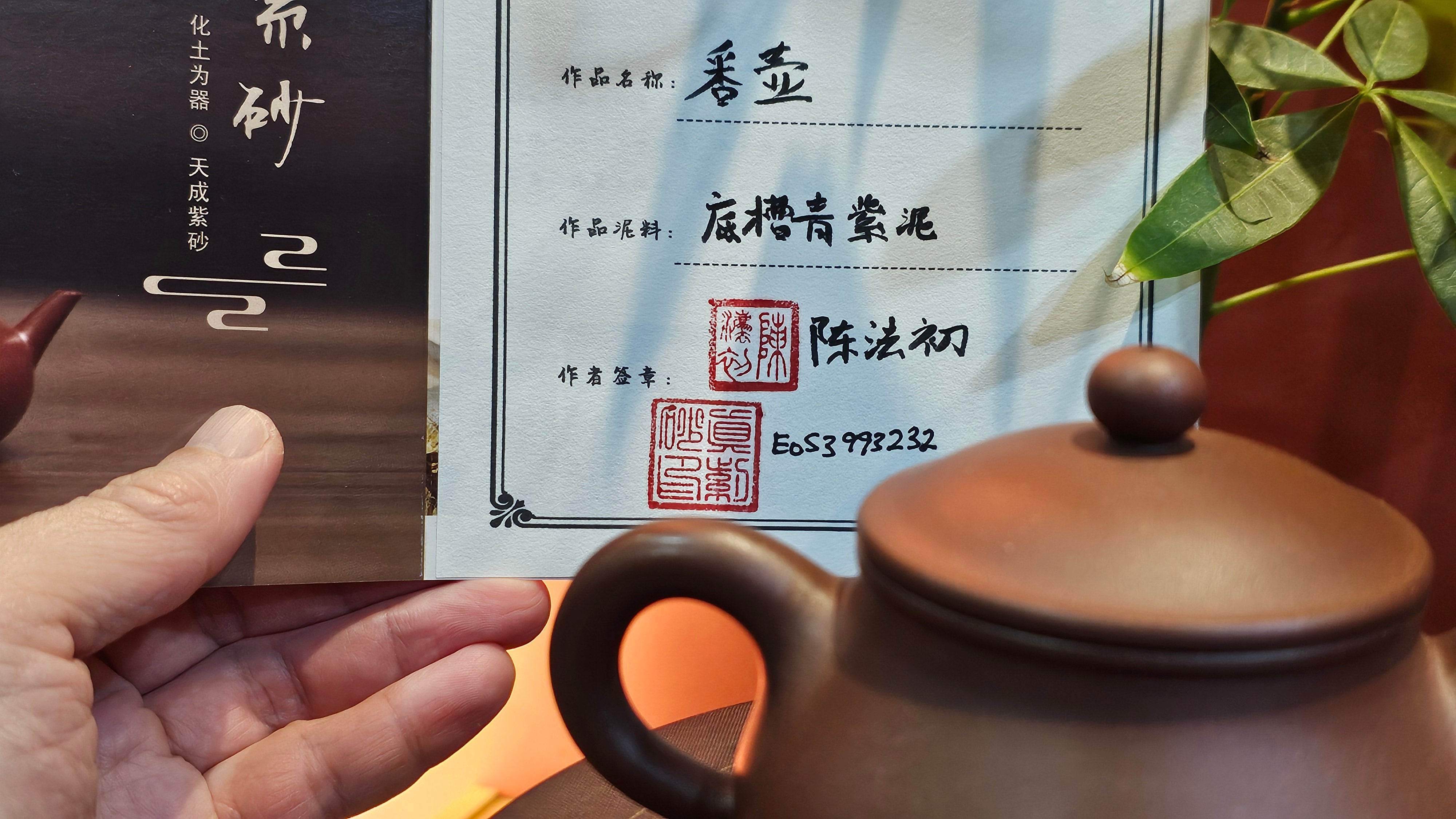 Pan Hu 番壶, 203.9ml, Di Cao Qing Zi Ni 底槽青紫泥, by our Collaborative Craftsman Chen Fa Chu 陈法初。