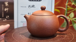 Xi Shi 西施, 138.5ml, Hong Jiang Po Ni 红降坡泥, by our Collaborative Craftsman Chen Gui Zhi 陈桂枝。(Red JiangPoNi is rarer than Yellow JiangPoNi, XiaoMeiYao ZhuNi & ZhaoZhuang ZhuNi)。