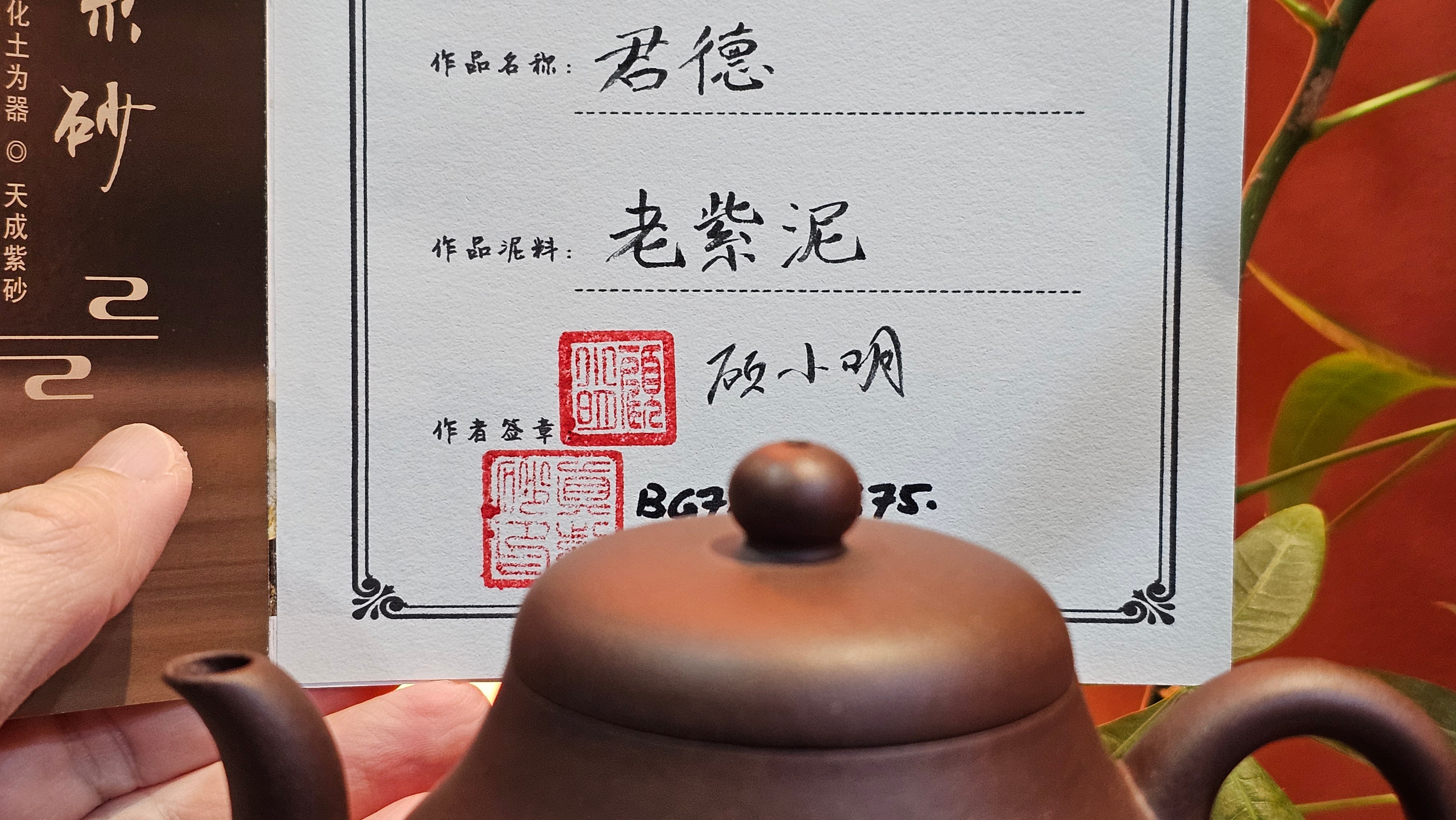 Jun De 君德, 188.5ml, Di Cao Qing Zi Ni 底槽青紫泥, by Craftsman Gu Xiao Ming 顾小明。