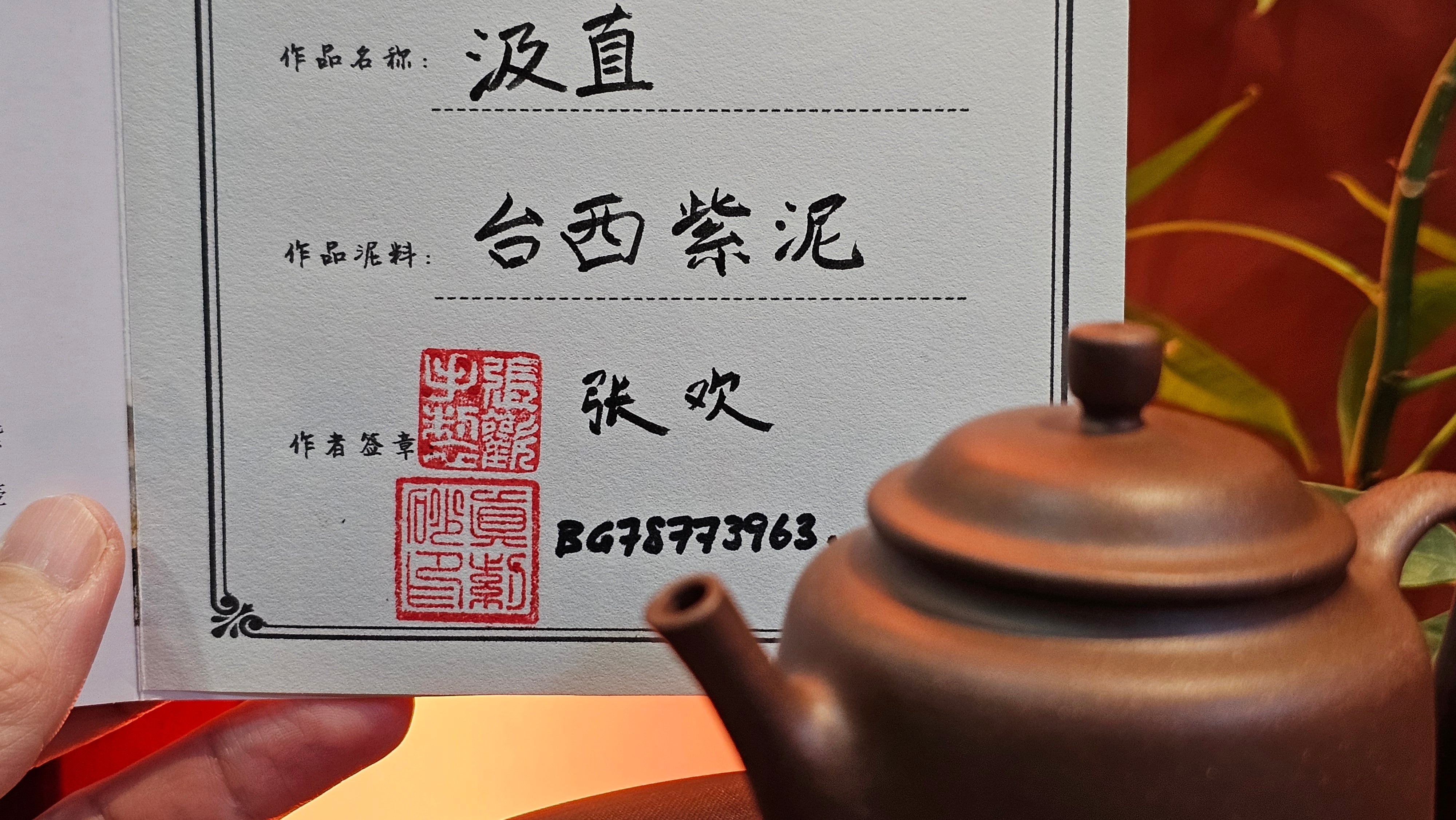 Ji Zhi 汲直, 131.8ml, Tai Xi Zi Ni 台西紫泥, by our Craftsman Zhang Huan 张欢。