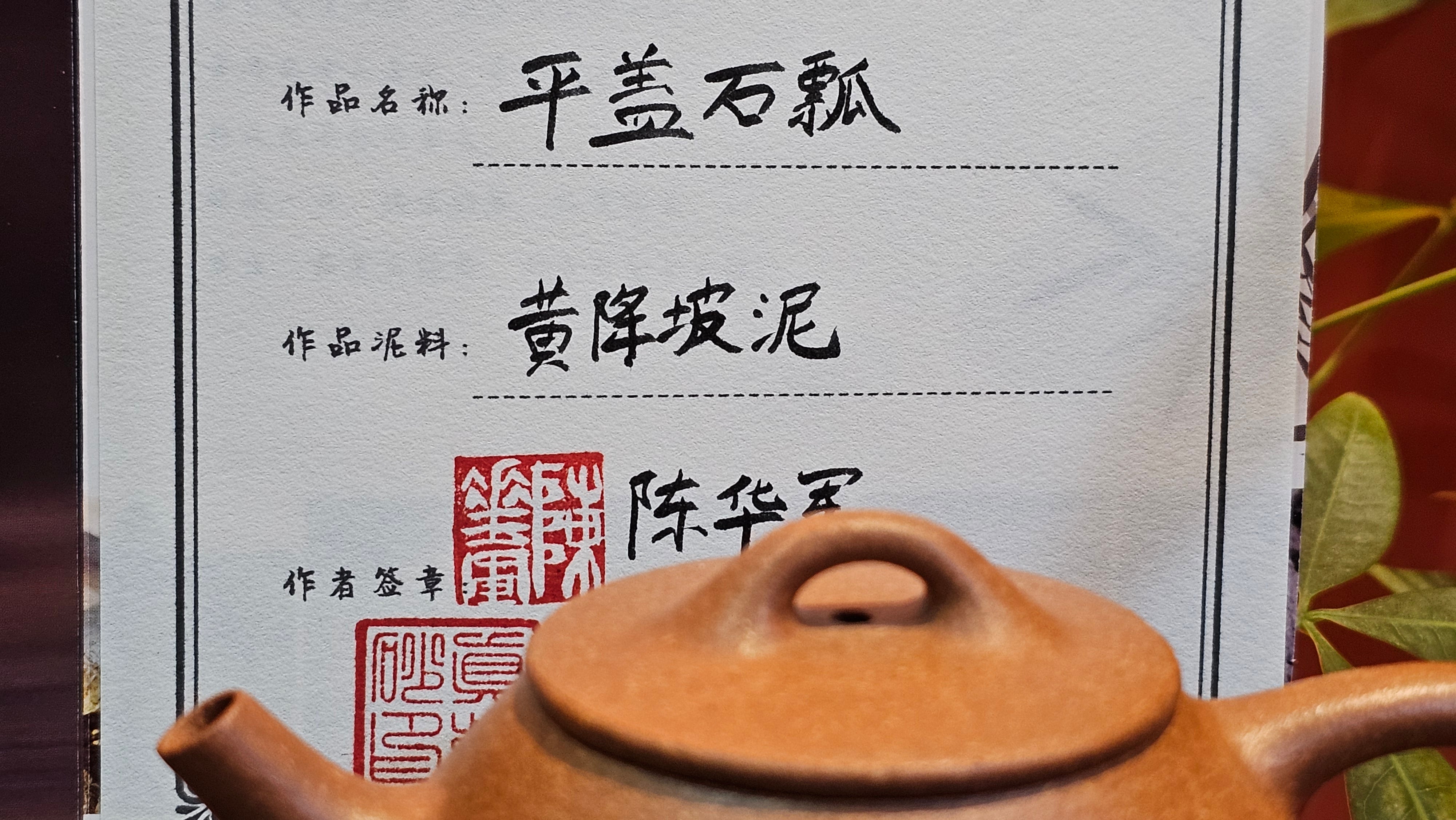 Shi Piao 石瓢, 152.6ml, Ping Gai Shi Piao 平盖石瓢 Huang Jiang Po Ni 黄降坡泥, by our Collaborative Craftsman Chen Hua Jun 陈华军。