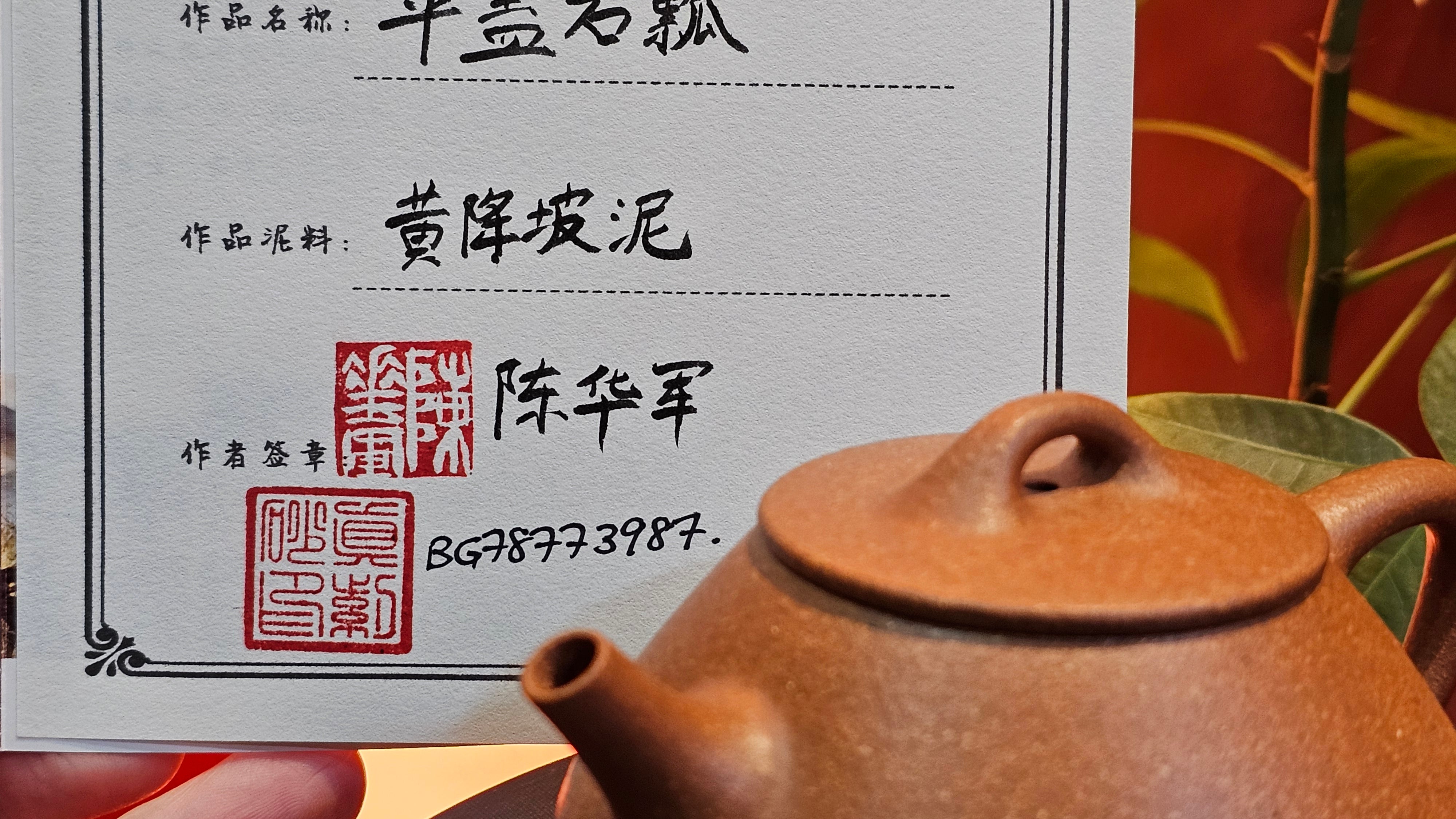 Shi Piao 石瓢, 152.6ml, Ping Gai Shi Piao 平盖石瓢 Huang Jiang Po Ni 黄降坡泥, by our Collaborative Craftsman Chen Hua Jun 陈华军。