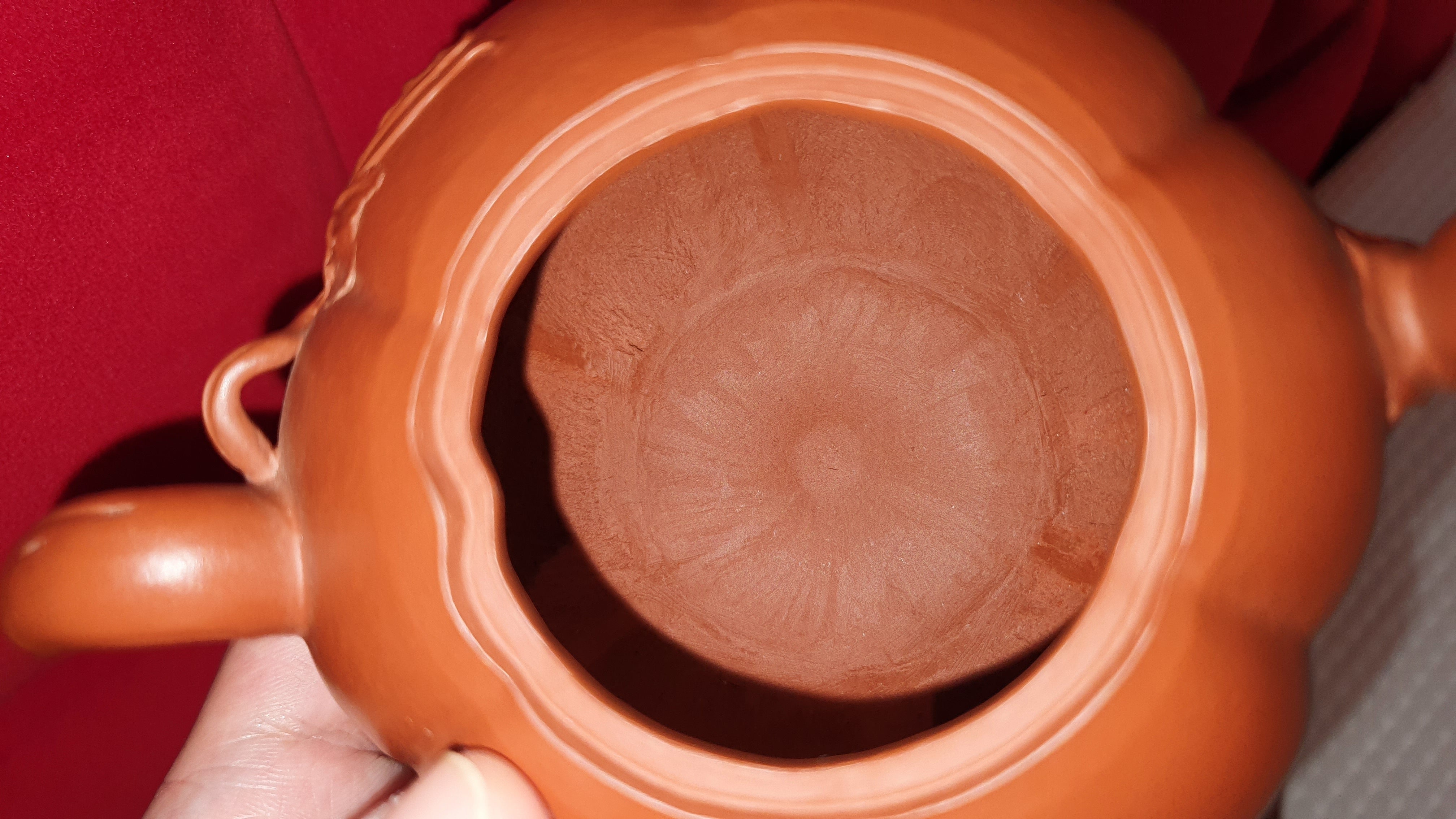 Nan Gua 南瓜, Rare and Difficult to Form, Thin-Walled XiaoMeiYao ZhuNi NanGua (Pumpkin) Ornate Pot, 稀有 薄胎 小煤窑朱泥 南瓜。