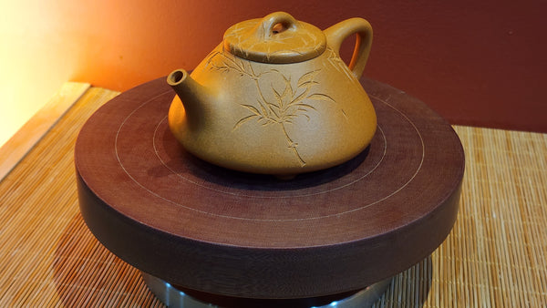 Zi Ye Shi Piao 子冶石瓢, Huang Jin Duan Ni 黄金段泥, with Bamboo engraving, 16 –  realzisha.com